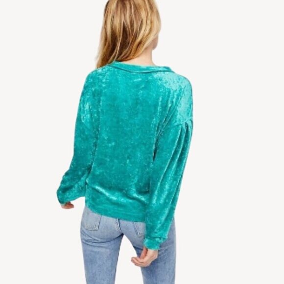 Free People Burgundy Velvet Dolman Sleeve Relaxed Fit Slouchy Top - Picture 7 of 8